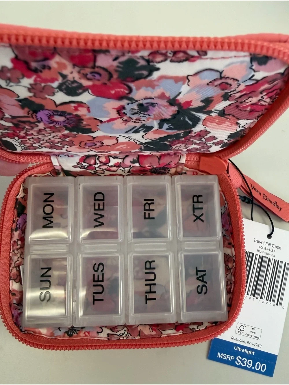 NWT Vera Bradley Blush Sienna Quilted Travel Pill Case